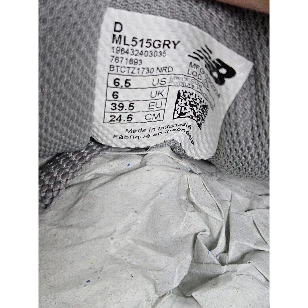 Size 6.5D - New Balance 515 Grey - ML515GRY